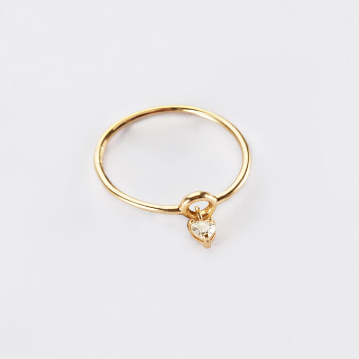 Bague mini coeur scintillant plaqué or