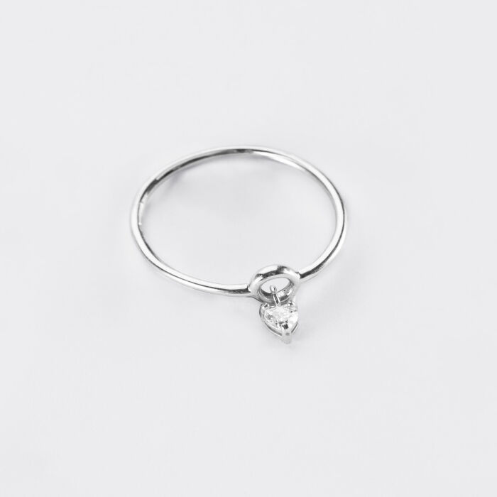 Bague mini coeur scintillant argent