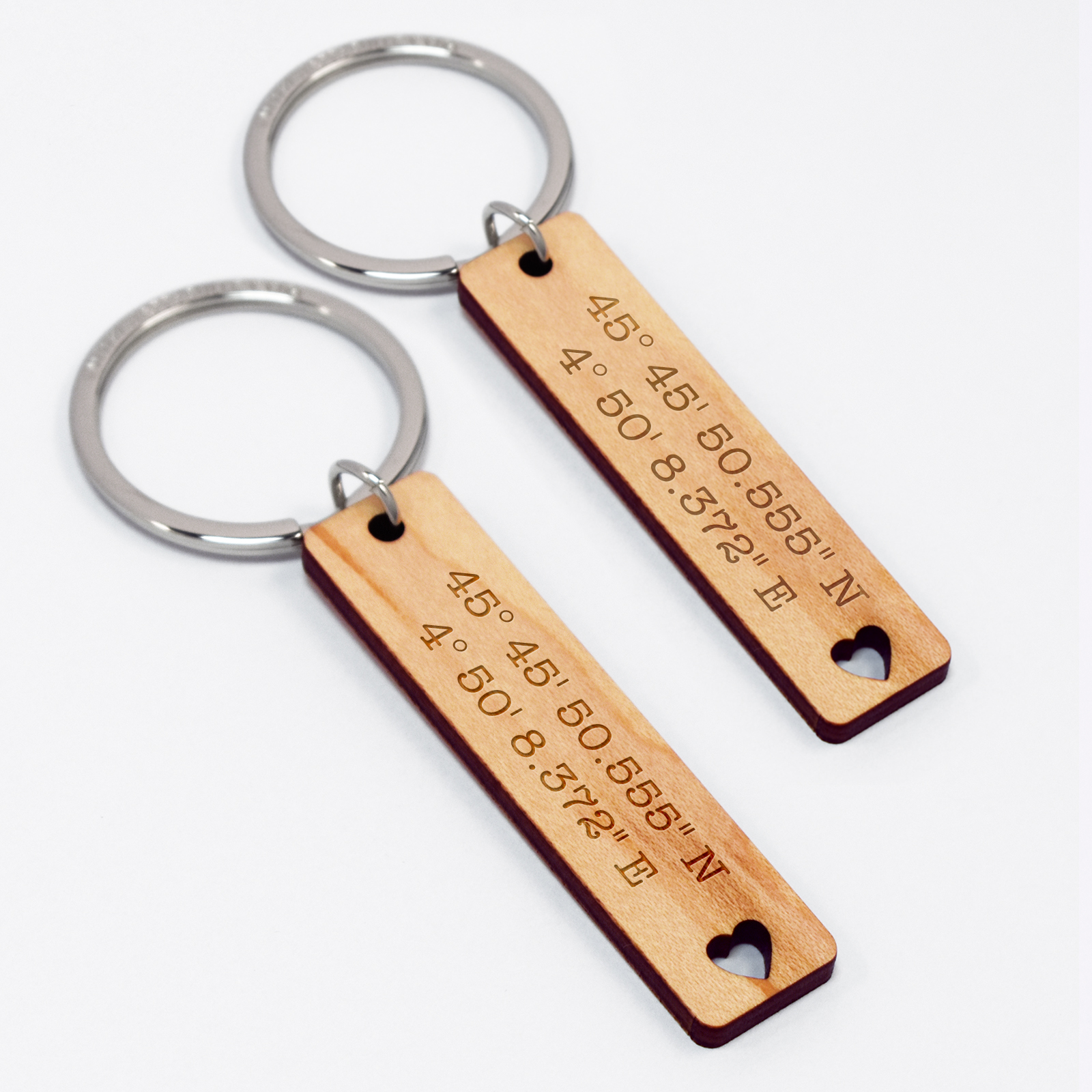 Porte-clés gravé médaille plaque 16x66 mm bois personnalisé
