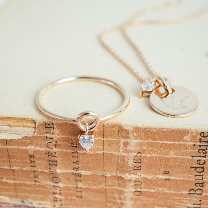 Bague mini coeur scintillant plaqué or