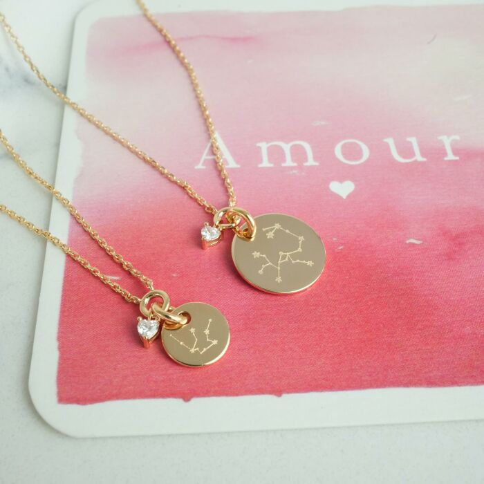 Collier mini coeur scintillant personnalisé médaille plaqué or 10 mm