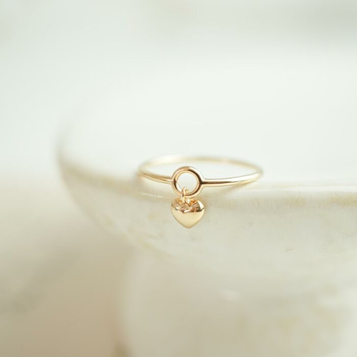 Bague mini coeur bombé plaqué or