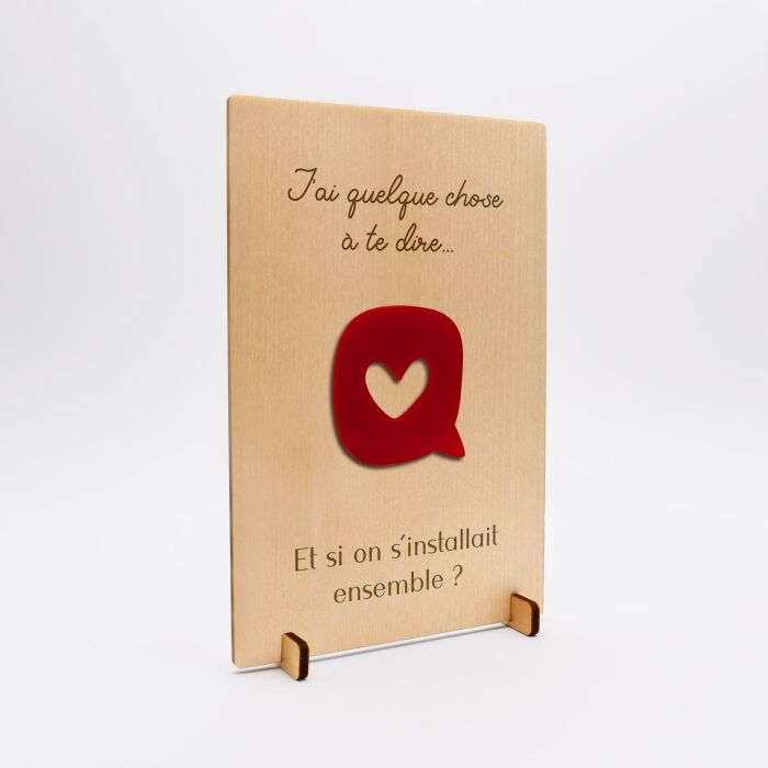 Cadre personnalisé bois gravé 15x10 cm avec support - édition spéciale "J'ai quelque chose à te dire" - Personnalisation 4