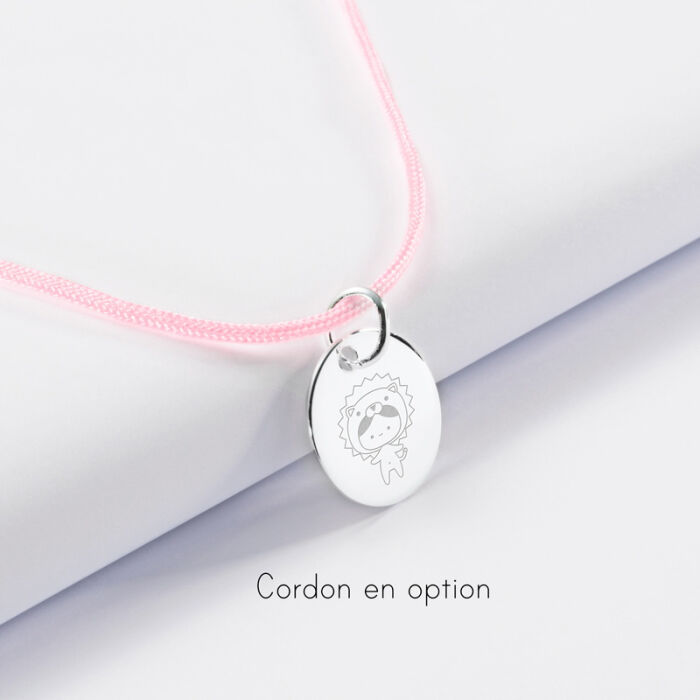 Cordon rose pastel pour pendentif argent en option