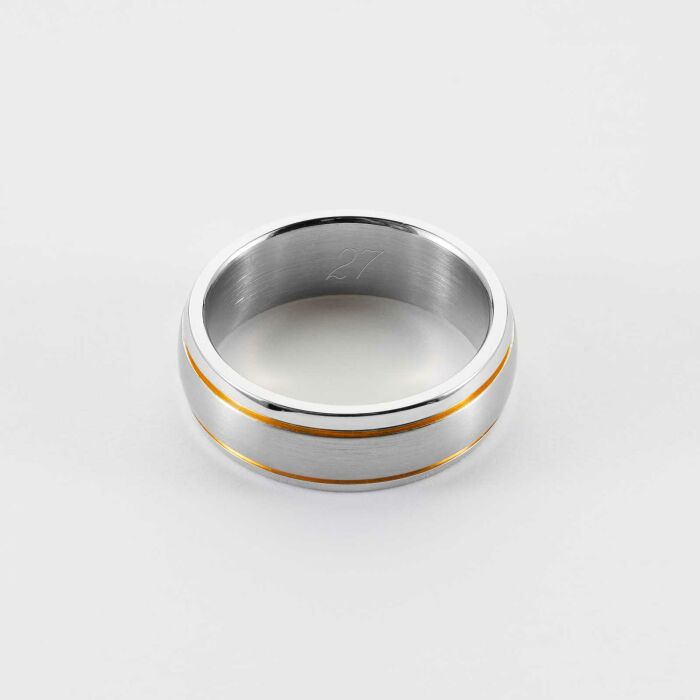 Bague homme ruban doré personnalisée acier 7 mm - 27