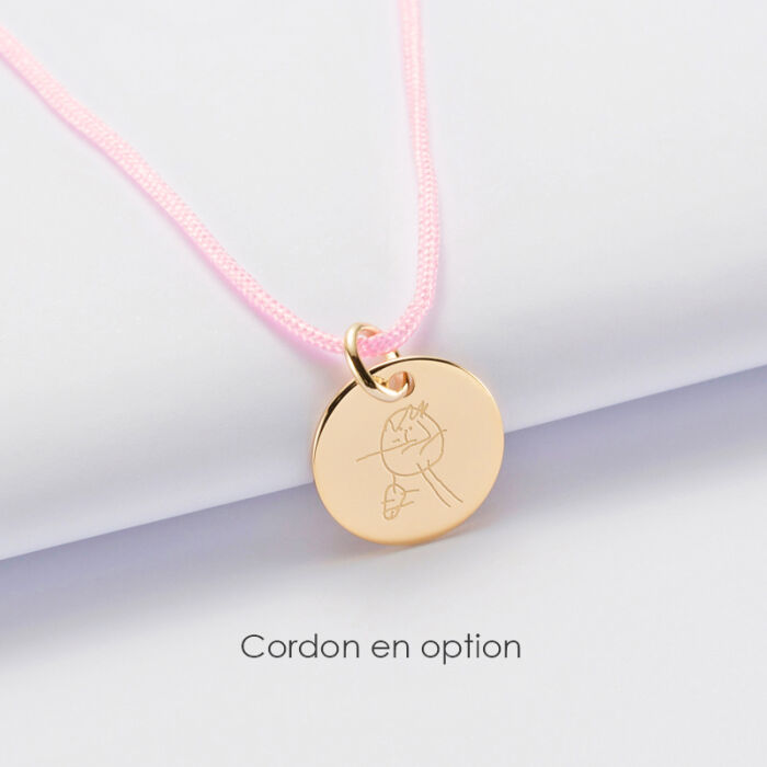 Cordon rose pastel pour pendentif plaqué or en option
