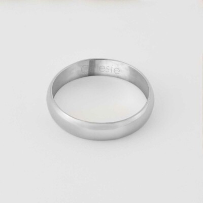 Bague alliance bombée personnalisée argent 4 mm - Céleste