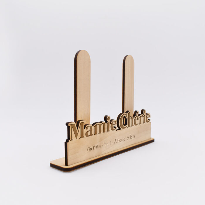 Porte-photo personnalisé bois gravé Mamie chérie - cadre vide