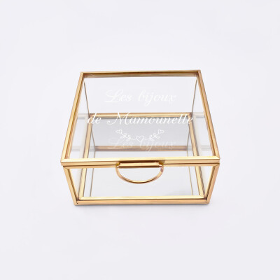 Boîte à bijoux personnalisée 10x10x5 cm verre gravé
