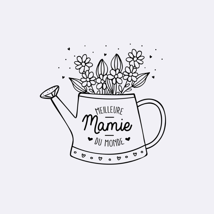 Illustration édition spéciale "Meilleure Mamie du monde" arrosoir fleuri