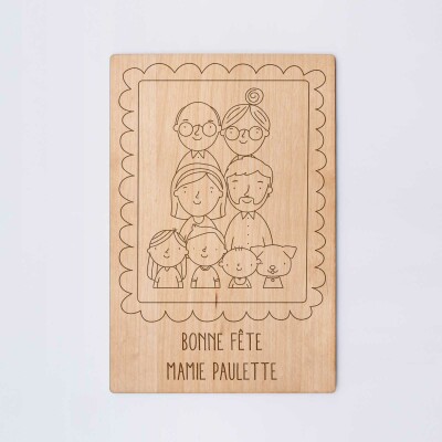 Cadre personnalisé bois gravé 15x10 cm avec support - édition spéciale "Famille" - personnalisation 4