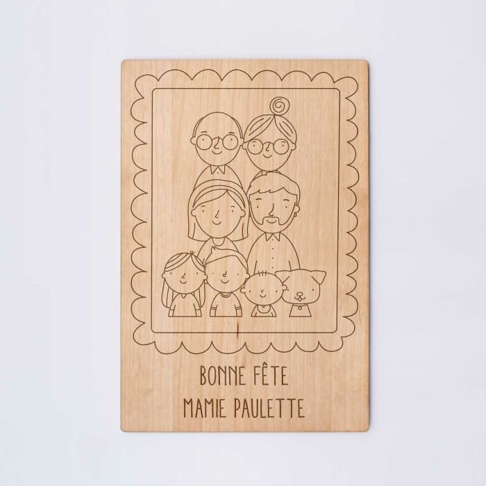 Cadre personnalisé bois gravé 15x10 cm avec support - édition spéciale "Famille" - personnalisation 4