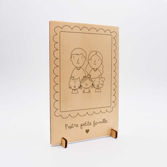 Cadre personnalisé bois gravé 15x10 cm avec support - édition spéciale "Famille" - personnalisation 3