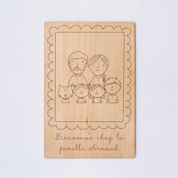 Cadre personnalisé bois gravé 15x10 cm avec support - édition spéciale "Famille" - personnalisation 2