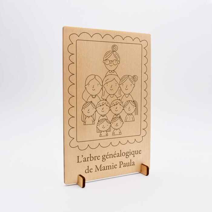 Cadre personnalisé bois gravé 15x10 cm avec support - édition spéciale "Famille" - personnalisation 1
