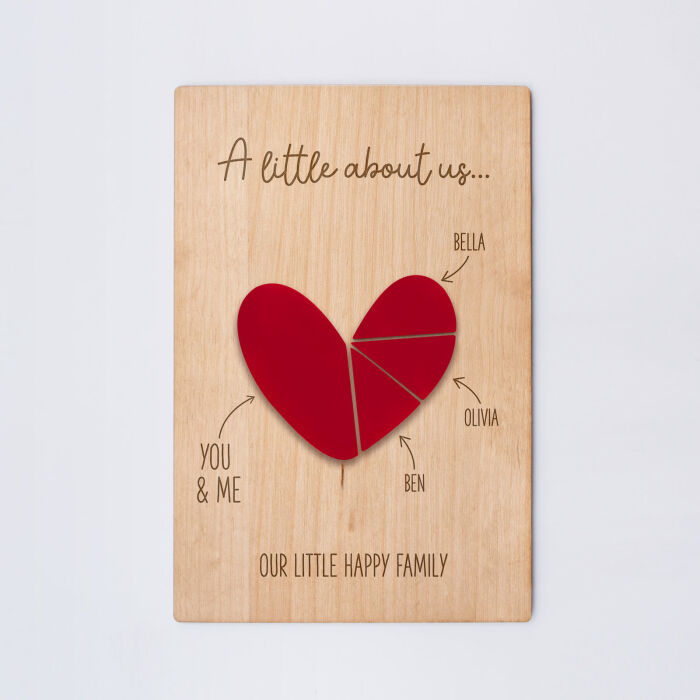 [EN] Cadre personnalisé bois gravé 15x10 cm avec support - édition spéciale "A little about us" - Personnalisation 4