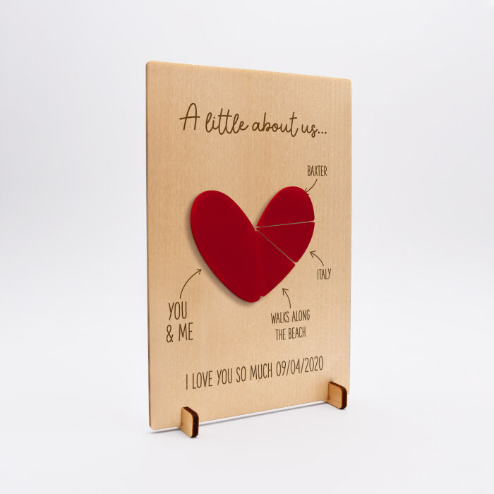 [EN] Cadre personnalisé bois gravé 15x10 cm avec support - édition spéciale "A little about us" - Personnalisation 3