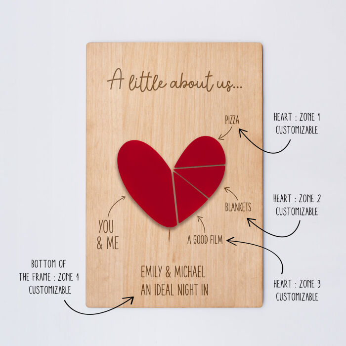 [EN] Cadre personnalisé bois gravé 15x10 cm avec support - édition spéciale "A little about us"