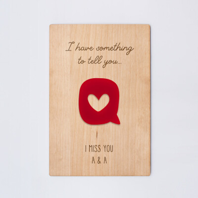 [EN] Cadre personnalisé bois gravé 15x10 cm avec support - édition spéciale "I have something to tell you" - i miss you