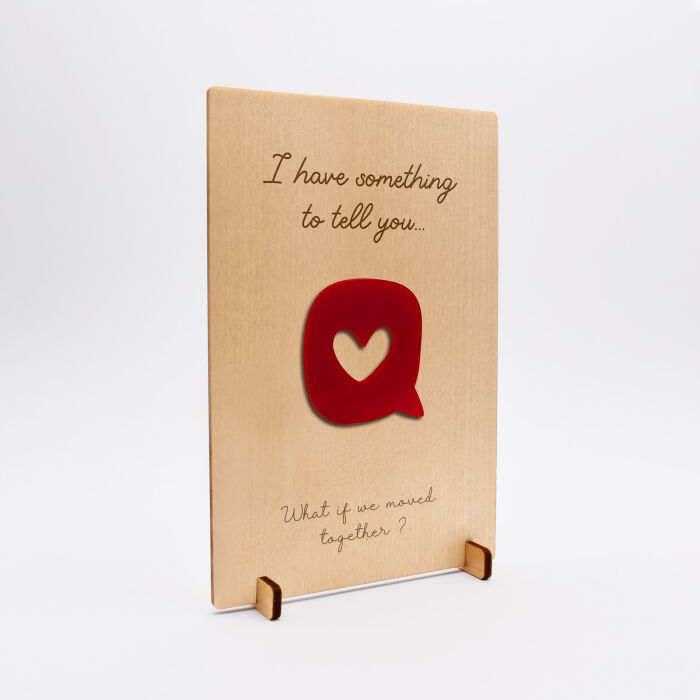 [EN] Cadre personnalisé bois gravé 15x10 cm avec support - édition spéciale "I have something to tell you" - what if we moved together