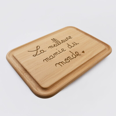 Planche à découper cuisine personnalisée bois gravé 35x25 cm - écrit