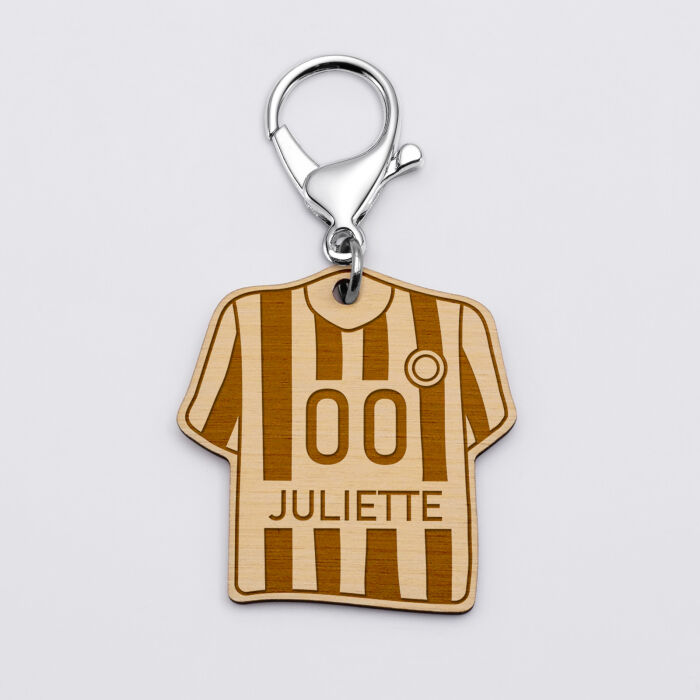 Porte-clés personnalisé gravé bois Maillot de football 50x50 mm - Football 6