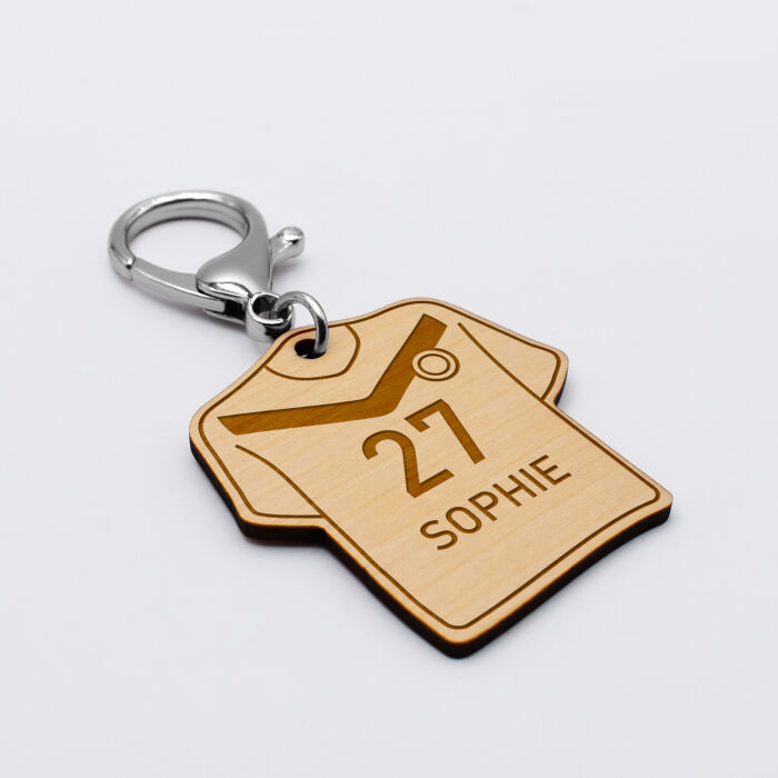 Porte-clés personnalisé gravé bois Maillot de football 50x50 mm - Football 5