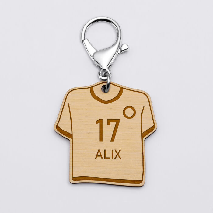 Porte-clés personnalisé gravé bois Maillot de football 50x50 mm - Football 4