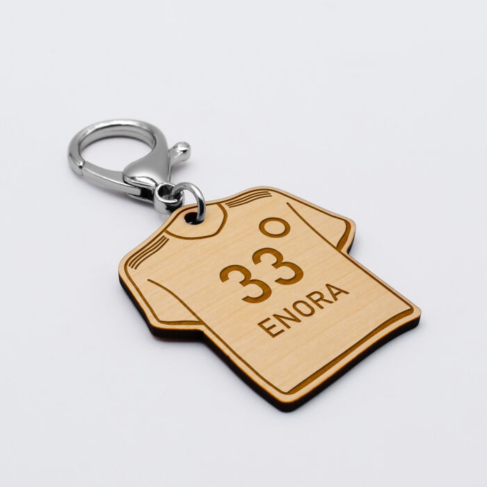 Porte-clés personnalisé gravé bois Maillot de football 50x50 mm - Football 2