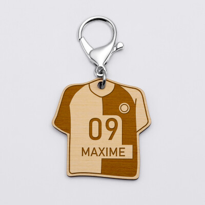 Porte-clés personnalisé gravé bois Maillot de football 50x50 mm - Football 1