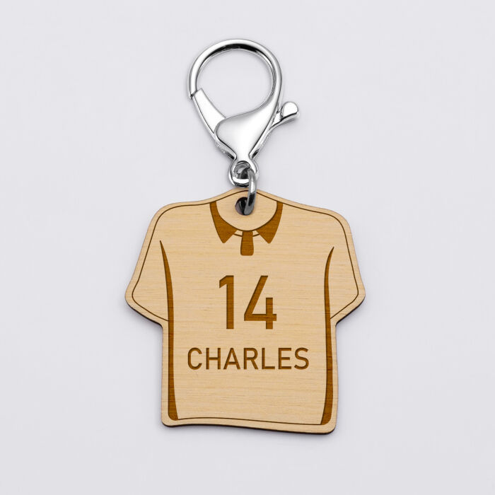 Porte-clés personnalisé gravé bois Maillot de sport 50x50 mm - formule 1
