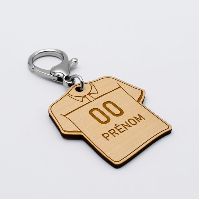 Porte-clés personnalisé gravé bois Maillot de sport 50x50 mm - tennis de table