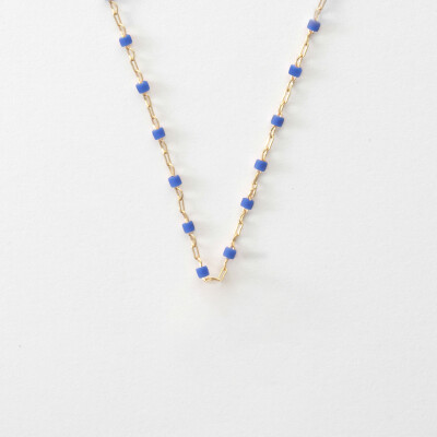 Collier perles Miyuki colorées - bleu