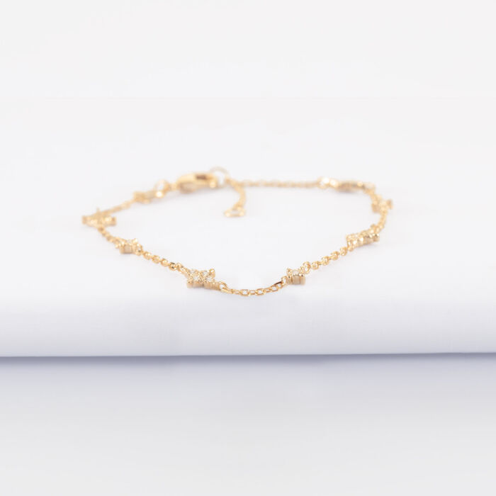 Bracelet chaîne scintillant plaqué or - vue de face