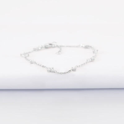 Bracelet chaîne scintillant argent - vue de face