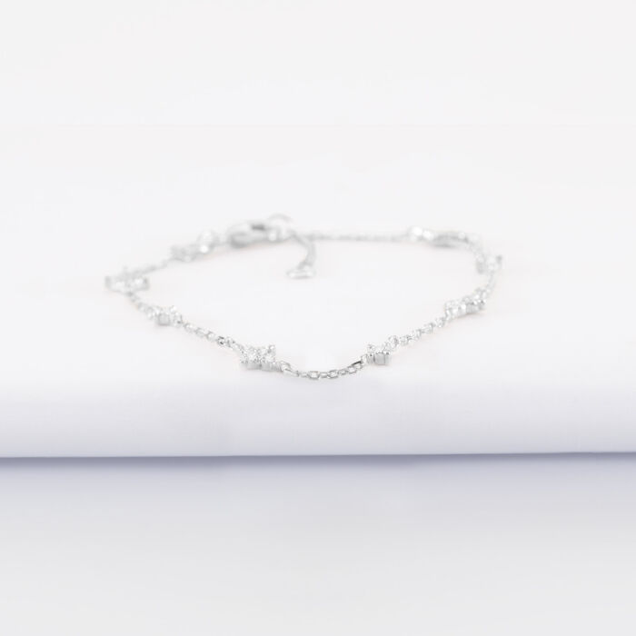 Bracelet chaîne scintillant argent - vue de face