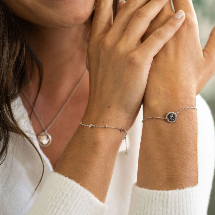 Bracelet chaîne scintillant argent - photo portée