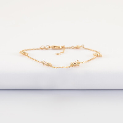 Bracelet chaîne étoile brillante plaqué or - vue de face