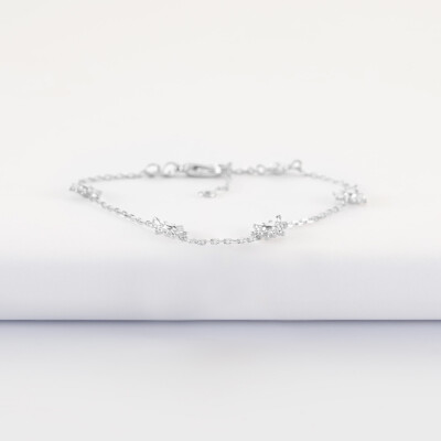Bracelet chaîne étoile brillante argent - vue de face