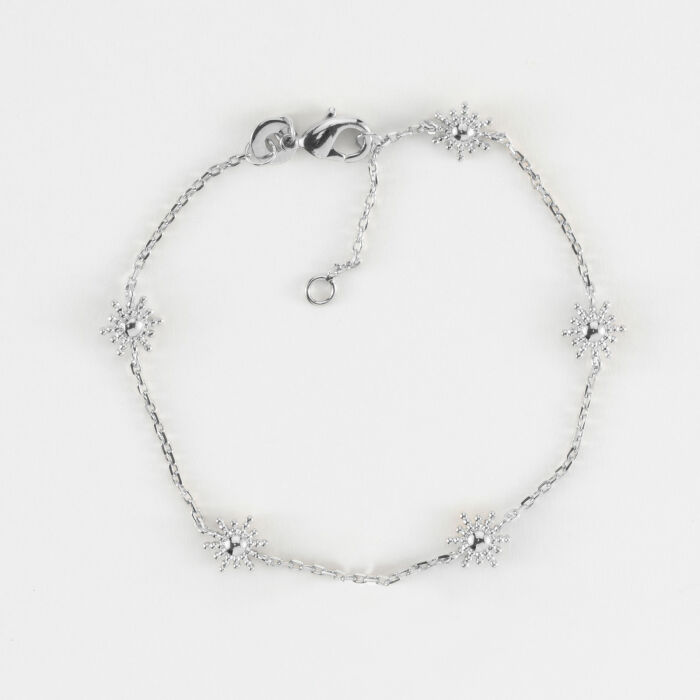 Bracelet chaîne étoile brillante argent - vue de haut