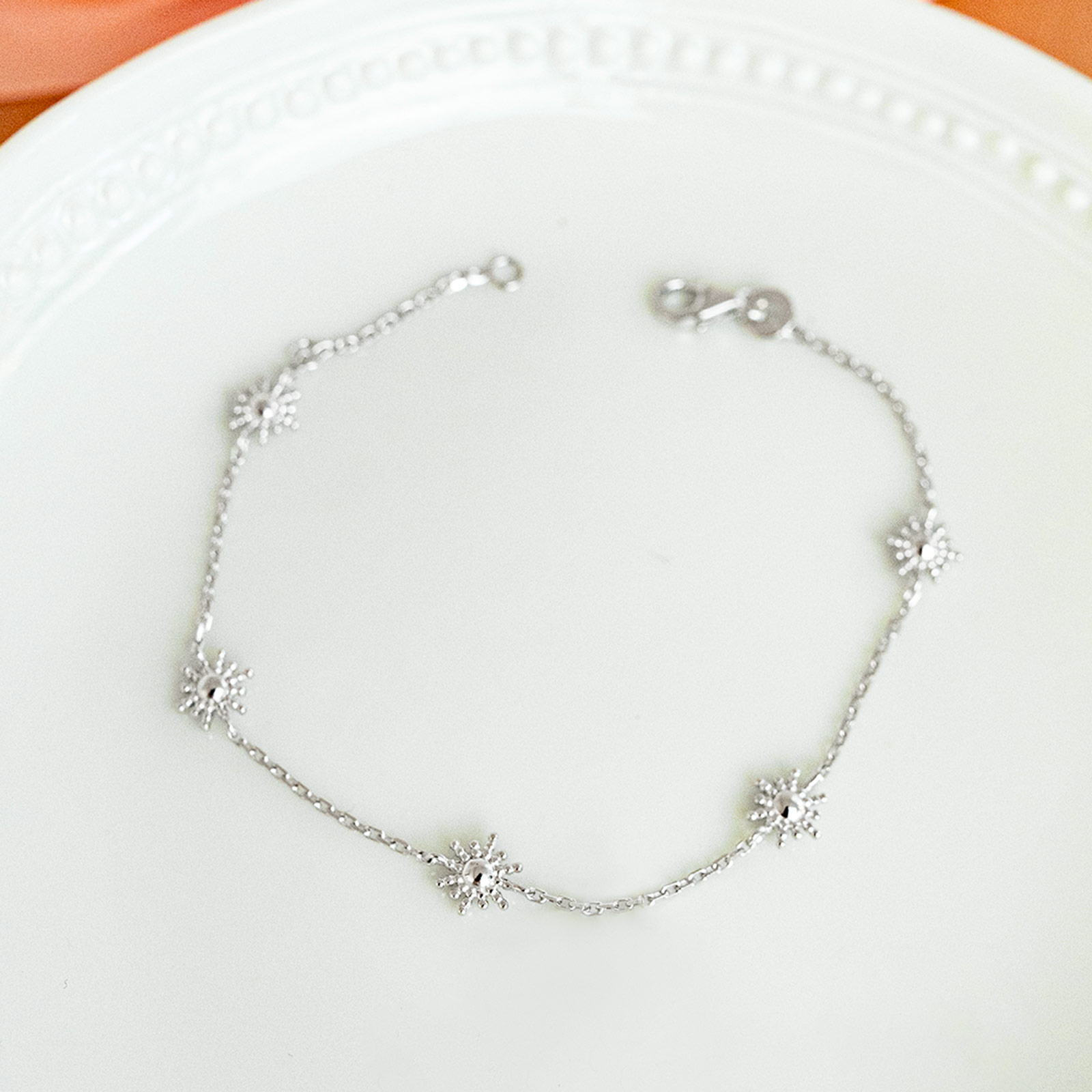 Bracelet En Argent 925 Rhodié - Motif Rond Avec Étoile Gravé - Marque Tata Gisele