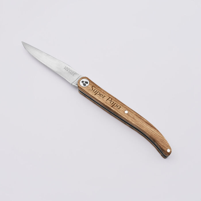 Couteau de poche Laguiole personnalisé bois gravé - Super papa