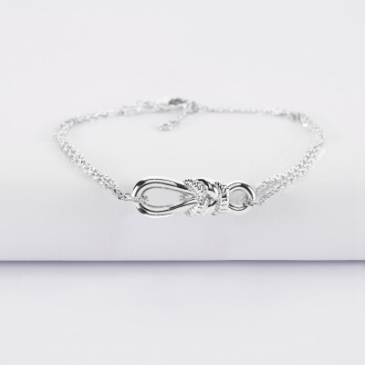 Bracelet chaîne "Le lien " argent - HappyBulle x Lilylovesfashion - vue de face