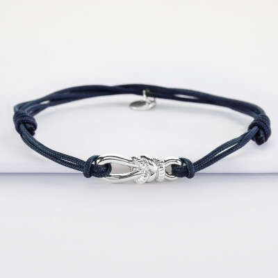 Bracelet homme cordon double "Le lien" argent 23,5x8 mm - HappyBulle x Lilylovesfashion - vue de face