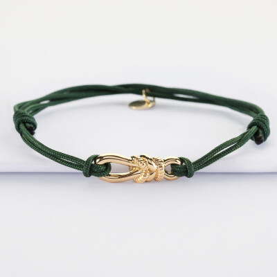Bracelet homme cordon double "Le lien" plaqué or 23,5x8 mm - HappyBulle x Lilylovesfashion - vue de face
