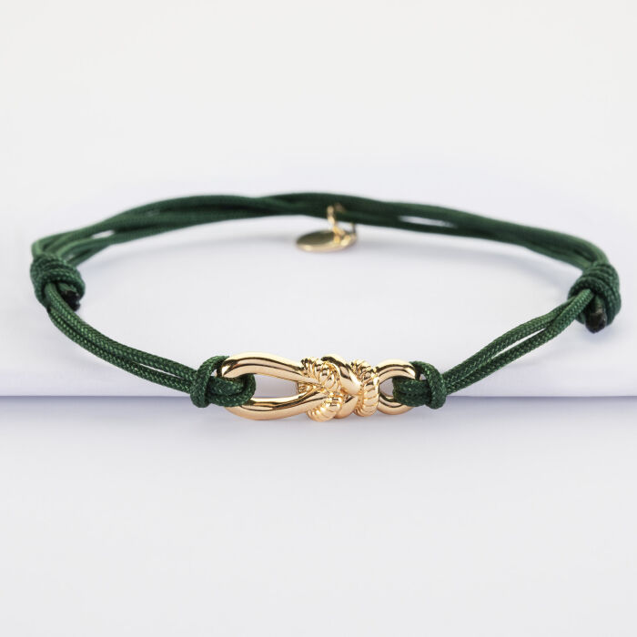 Bracelet homme cordon double "Le lien" plaqué or 23,5x8 mm - HappyBulle x Lilylovesfashion - vue de face