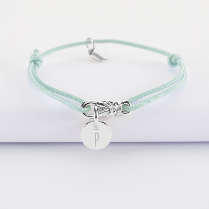 Bracelet enfant personnalisé cordon "Le lien" plaqué or et médaille gravée 10 mm - HappyBulle x Lilylovesfashion - P