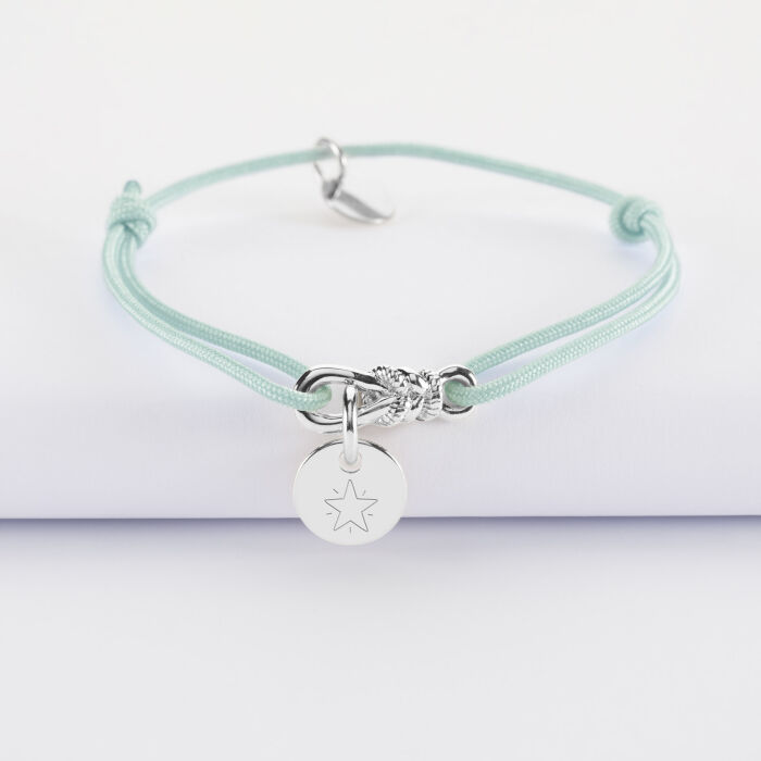 Bracelet enfant personnalisé cordon "Le lien" plaqué or et médaille gravée 10 mm - HappyBulle x Lilylovesfashion - étoile