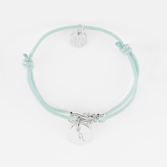 Bracelet enfant personnalisé cordon "Le lien" plaqué or et médaille gravée 10 mm - HappyBulle x Lilylovesfashion - A