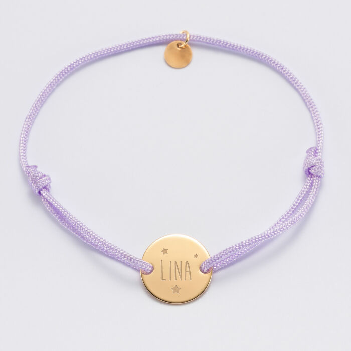 Bracelet personnalisé médaille gravée plaqué or 2 trous 15mm - EVJF - Prénom